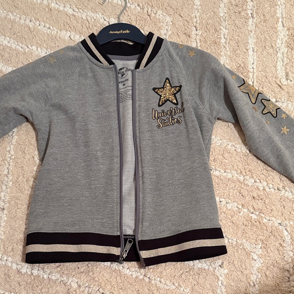 Universal Grey Jacket with Gold Sequin Star Accent